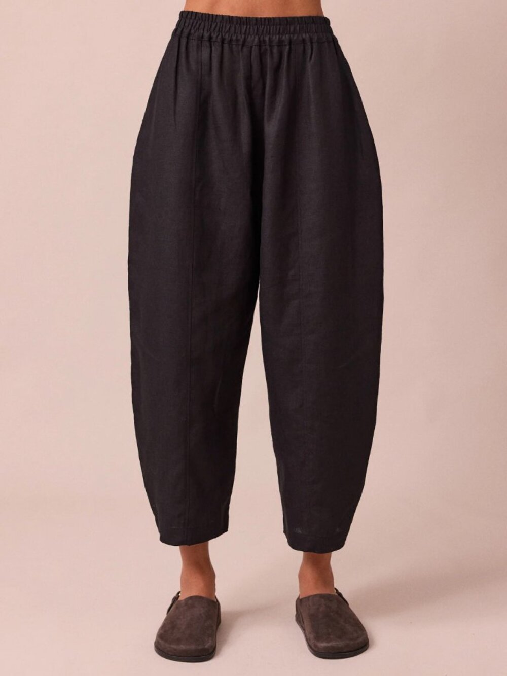 Beyond Nine Mabel Barrel Leg Pants Sz XL Black Linen